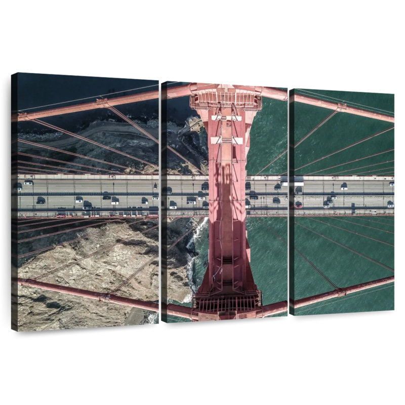 Vue aérienne du pont Lilie Golden Gate, H 28 po x l 45 po