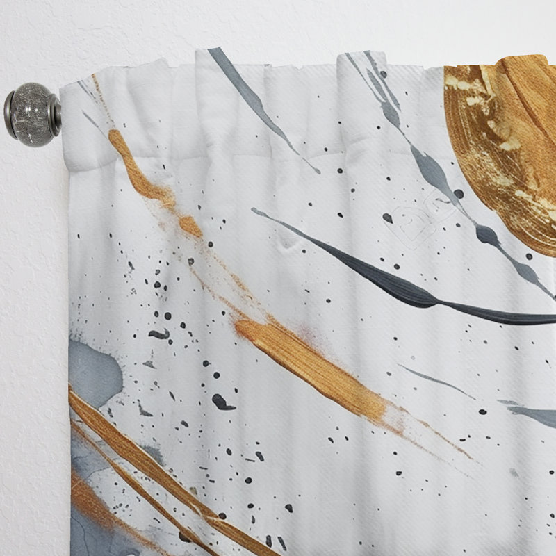 Montilly - Bold Circles And Marble Fusion V - Modern Velvet Curtain - Room Darkening - 1 panel, 52" W x 63" L