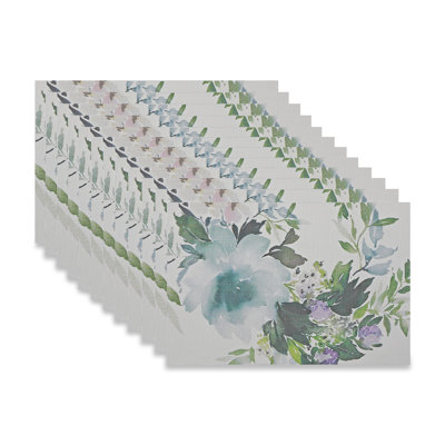 Napperon en PVC tissé imprimé aquarelle floral - ensemble de 12