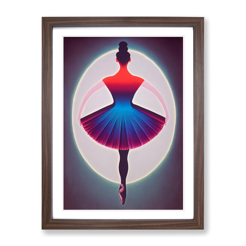 Celebrated Ballerina - Wall Art, 66cm H x 48cm W x 2cm D, Walnut Framed, White