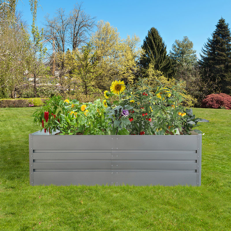 Metal Raised Garden Bed, 11.81" H X 70.87" W X 35.43" D, Gray