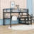 Metal Loft Bed with Desk, Storage Stairs, and LED Lights-44869148-44869149