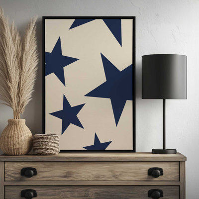 Impression sur toile bleu marine, beige et Big Ol Stars par Studio Studio More