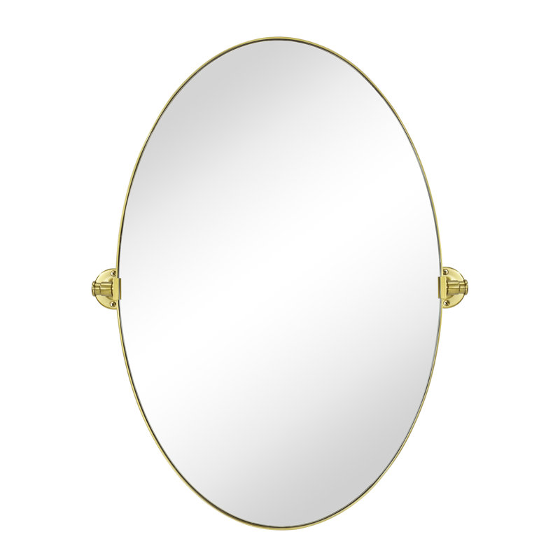 Miroir de salle de bain ovale pivotant en métal brossé l 20 po x H 30 po Aura, Or brossé