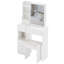 Petit meuble-lavabo de 29,2 po avec tabouret de bureau et tabouret rembourré, très grand miroir coulissant à droite, rangement multi-couches à grande capacité, commode pratique et pratique, convient aux petits espaces-757356798