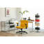 Fauteuil de bureau moderne avec roulettes jaune moderne - Confortable pour le travail et la détente, confort réglable, lin respirant, accoudoirs en lin plus large, idéal pour les loisirs à la maison, hauteur, 360