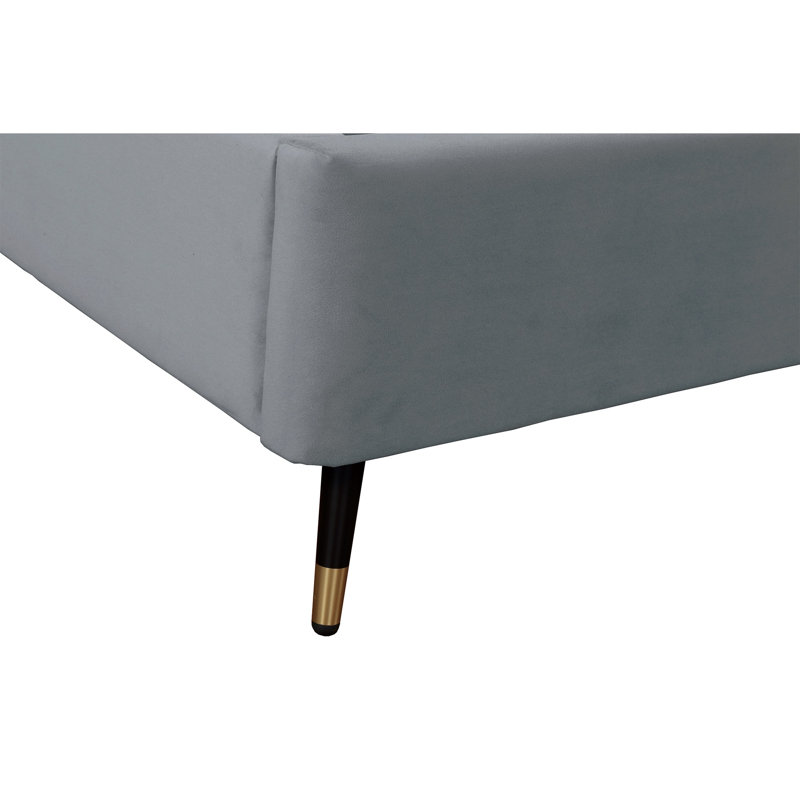 Lit plateforme en bois d'eucalyptus Crosby, Gris, Simple