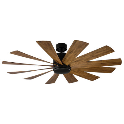Windflower 12 - Blade Windmill Smart Ceiling Fan with Wall Control and LED Light Kit Included, Works With Alexa and iOS or Android App