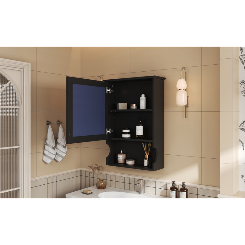 Armoire de rangement de salle de bain murale 20 "avec miroir, armoire de rangement murale avec porte, armoire à pharmacie murale à miroir