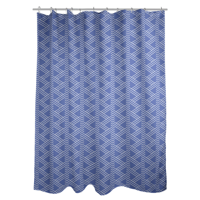 Rideau de douche simple Classic Zig Zag, Bleu / Blanc