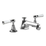 Classic White Lever Widespread Bathroom Faucet with Pop-Up Waste