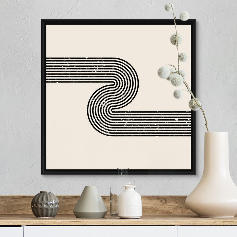 RetroGeo - Swirls III - reproduction sur toile, H 18 po x l 18 po x P 1,75 po, Cadre flottant noir