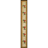 Antique Ivory Floral Design Field Running Dog Border American Folk Art Hooked Narrow Hallway Runner Rug