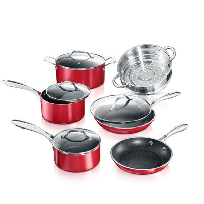 Granitestone 10 Piece Aluminum Non Stick Cookware Set, Stay Cool Handles, Oven & Dishwasher Safe