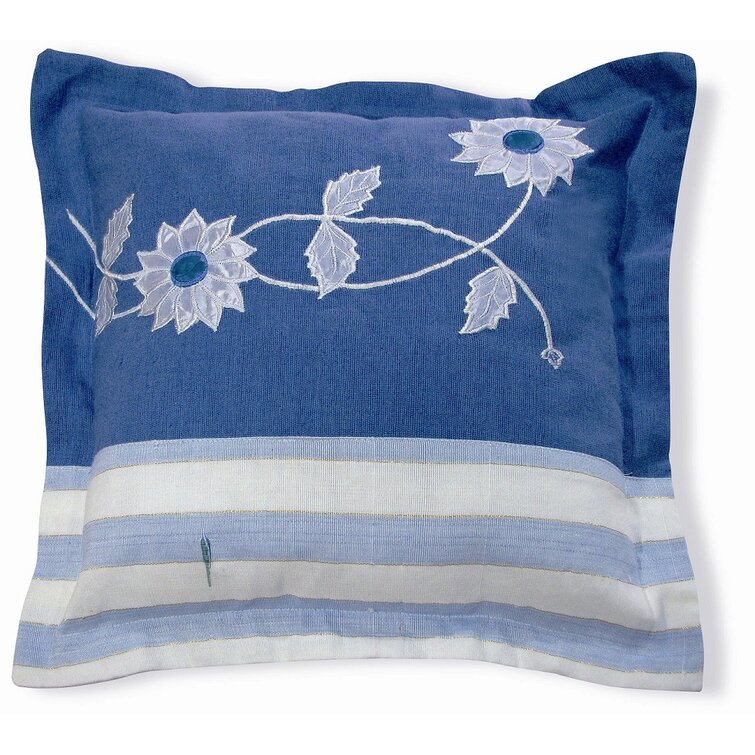 Embroidered Cotton Reversible Throw Pillow
