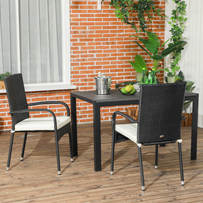 Ensemble de 2 chaises de salle à manger en rotin PE avec coussins Outsunny