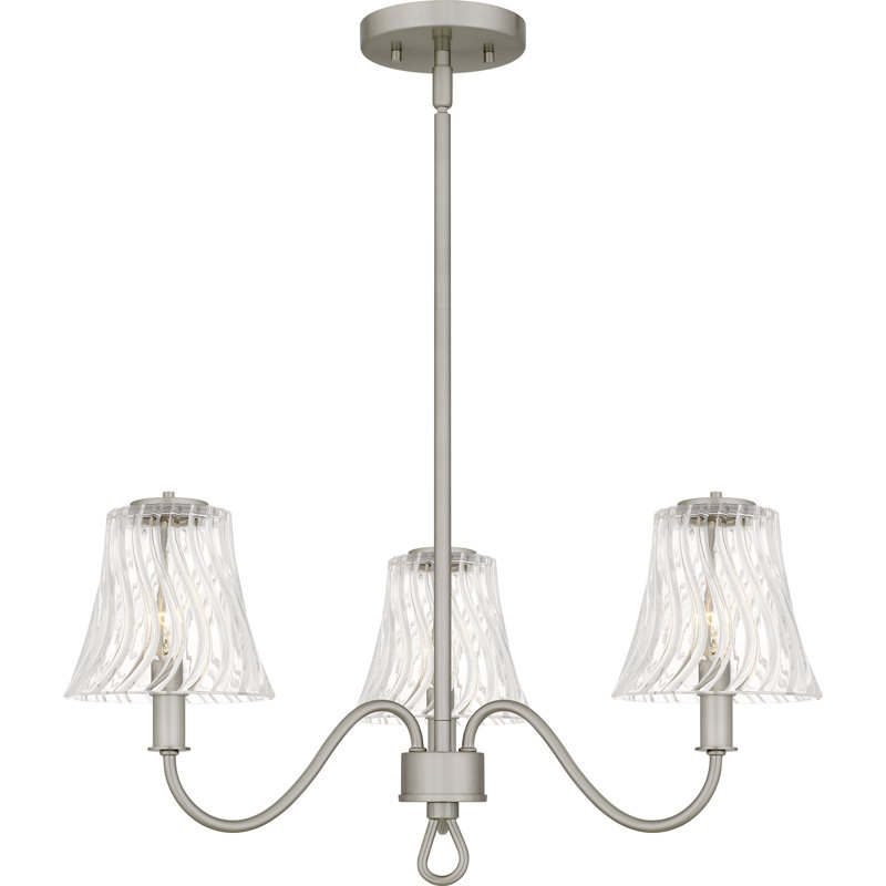 Amedio Linear Chandelier, Brushed Nickel, 3 Lights, 10.75" H x 21.75" W x 21.75" D