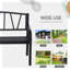 Banc de jardin 50 po en métal, banc d'extérieur noir pour 2 personnes