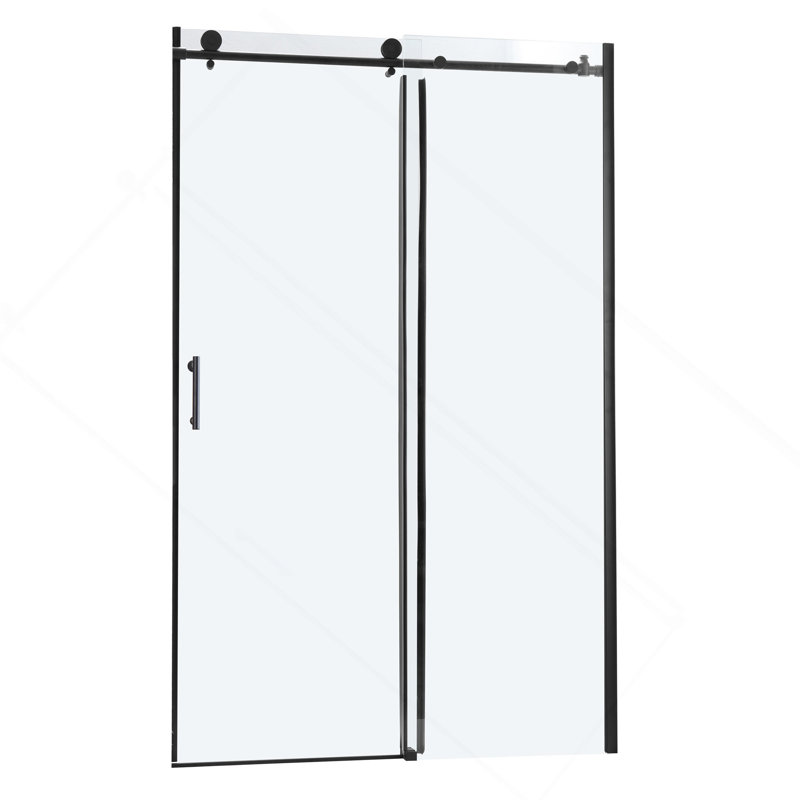 Shower Door 48" W x 76"H Single Sliding Bypass Shower Enclosure, 5/16 in. (8mm), Matte Black