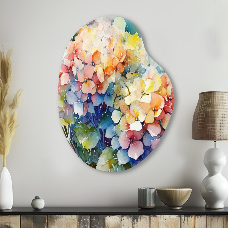Art mural asymétrique en forme de poire Creswell - Hydrangea, H 38 po x l 28 po