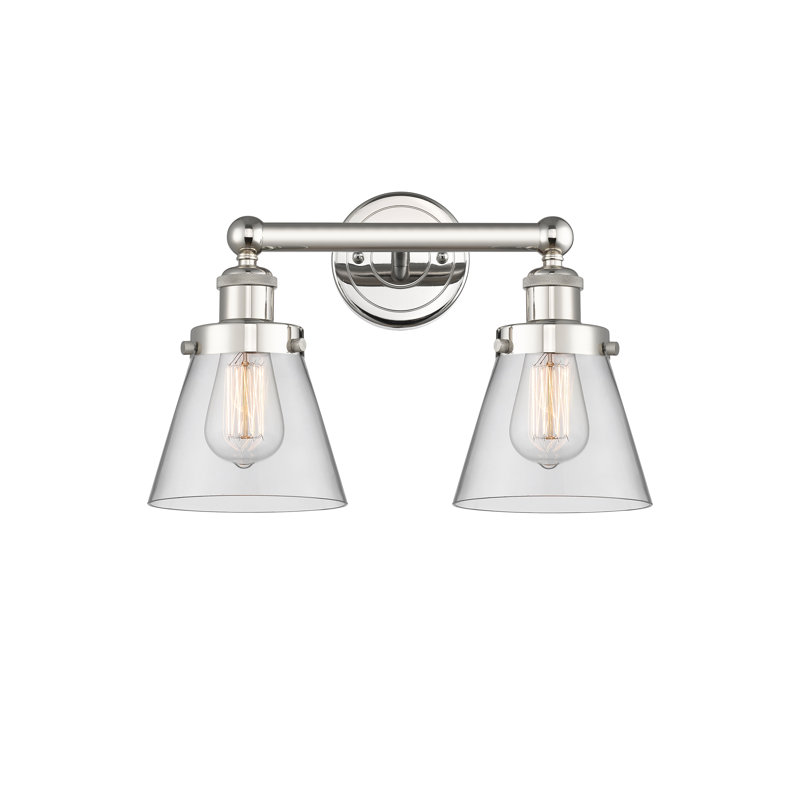 Éclairage pour meuble-lavabo à 2 lumières à intensité variable Cornville, Transparent, Nickel poli