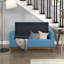 Banc de rangement à plateau relevable de style moderne Mid-Century, bleu, noyer de bois massif, essentiel pour la chambre à coucher, banc avec limite de poids de 300 lb, style, rembourré, structure, support