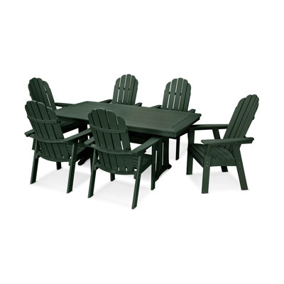 Ensemble repas 7 pièces POLYWOOD Vineyard Curveback Adirondack avec pieds en tréteaux