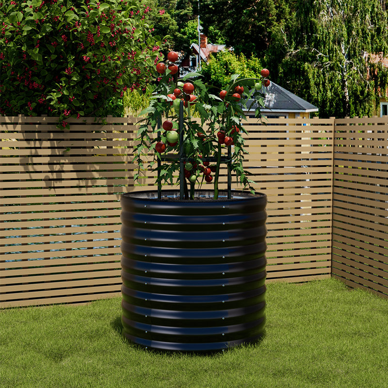 Blandenburg Galvanized Raised Planter: Rustproof & Bottomless Drain, Black, 80cm H x 80cm W x 80cm D