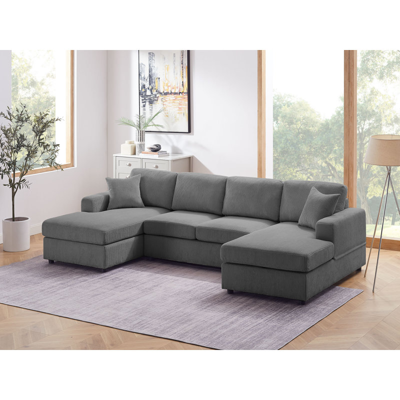 Canapé modulaire 3 pièces Althouse, 100 % polyester gris
