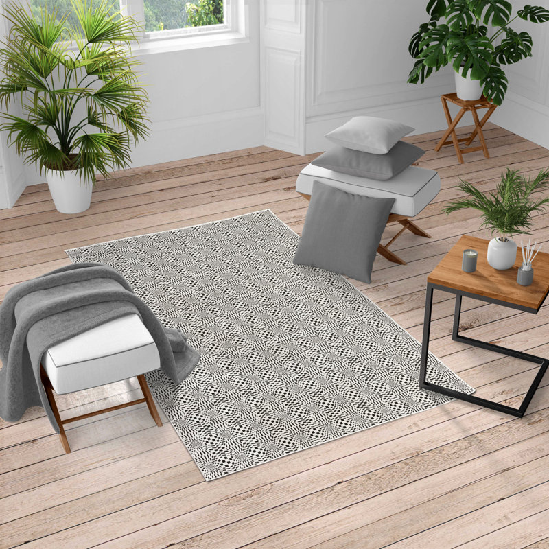 Tapis gris anthracite / blanc, Rectangle 5 pi 2 po x 7 pi 7 po