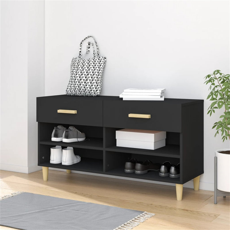 Yesenia 8 Pair Shoe Storage Cabinet, Black