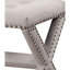 Banc décoratif en mélange de lin gris avec garniture cloutée pour le vestibule, structure en bois franc durable, rembourrage en mousse épaisse, profondeur de 19 po, largeur de 17 po, salon de 18 po de hauteur, structure d'ingénierie, rembourré,-2121075219