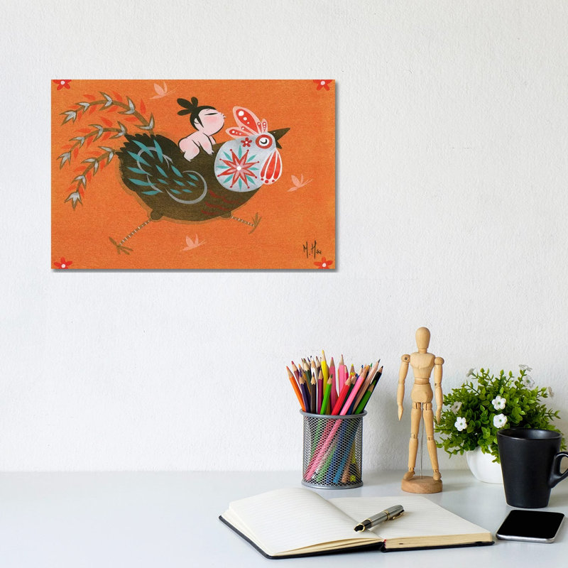 Folk Blessings - Rooster Run 1 Piece Wrapped Canvas Wall Art, 20.32 cm H x 30.48 cm W