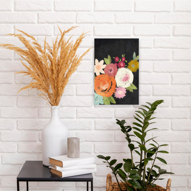 Art floral abstrait jardin contemporain, 18" H x 12" W