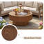 Table basse ronde cannelée de 80 cm avec couvercle amovible et rangement dissimulé, table basse en bois massif côtelé, table centrale de style champêtre pour salon