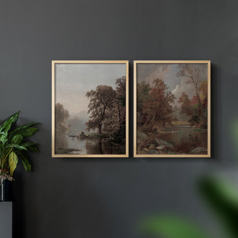 «Vintage Landscape LII», impression giclée sur cadre - ensemble de 2, Naturel, H 23 po x l 58 po