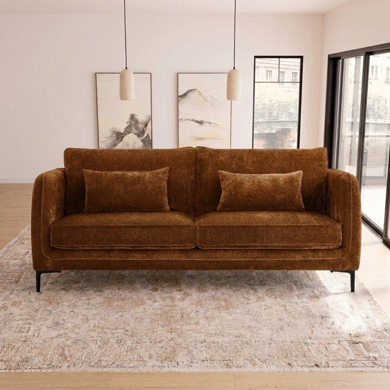 80" Modern Sofa with Solid Frame and 700 lb Capacity, Caramel