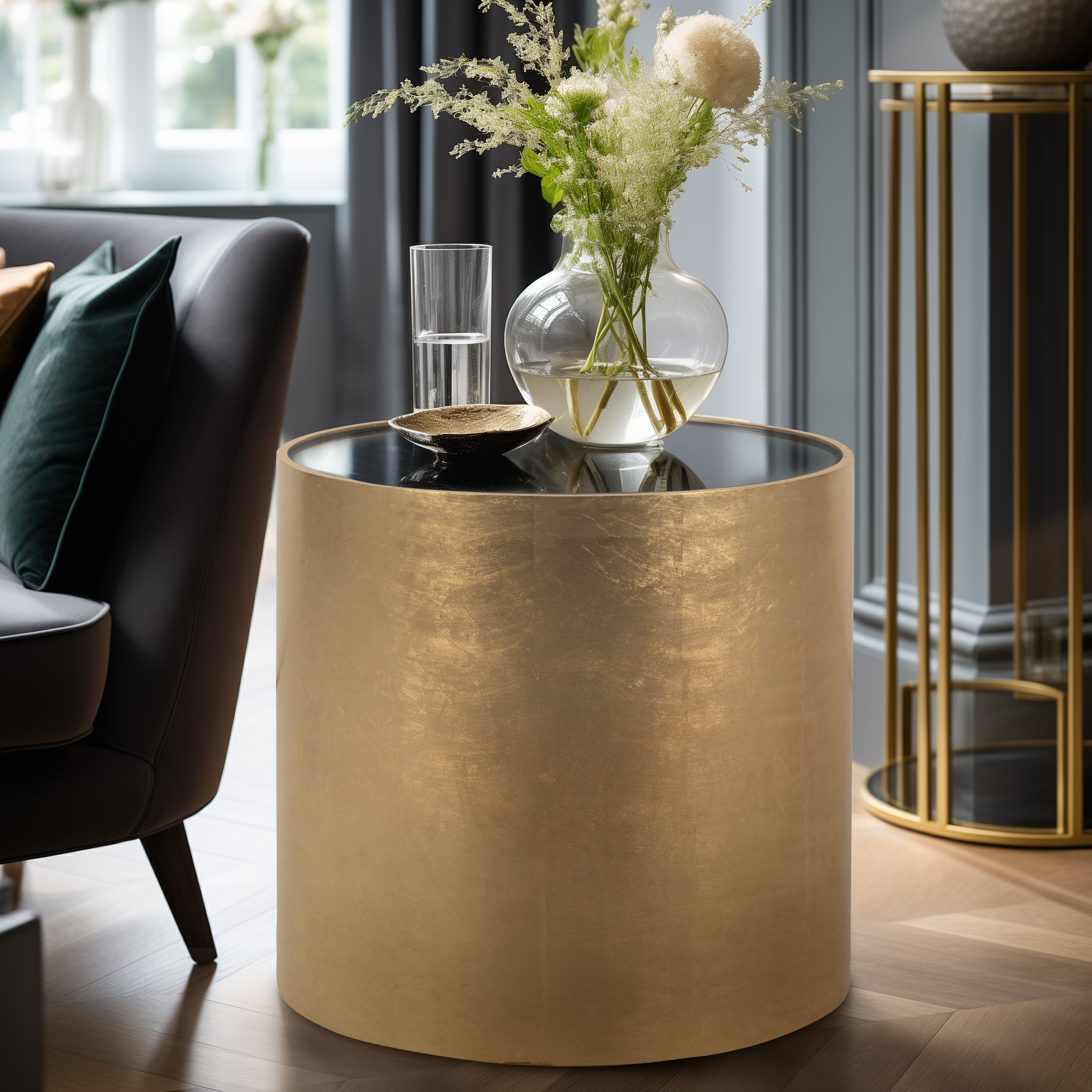 Everly Quinn Modern Glam Wood Round Glass Coffee and End Table | Wayfair