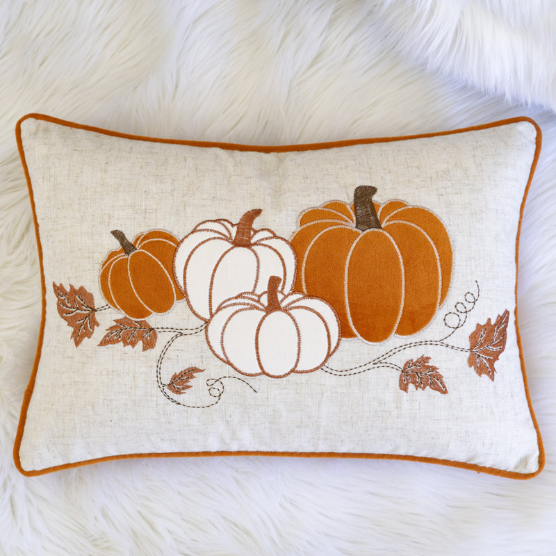 No Decorative Addition Cotton Throw Pillow, Orange/White