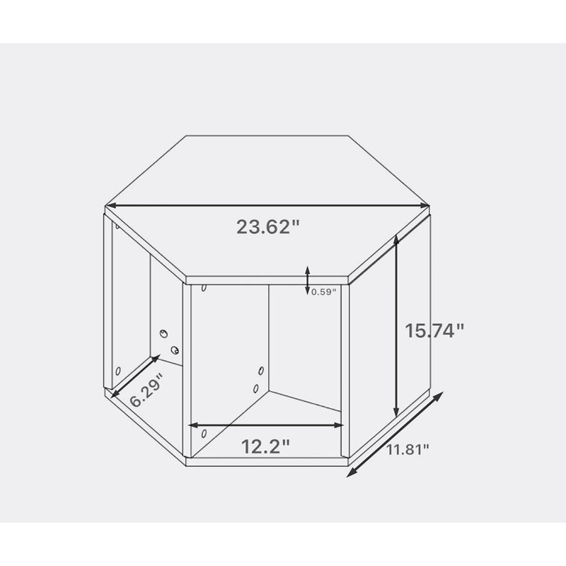 47.24" Hexagonal Coffee Table Side Table Nightstand, Antique Brown
