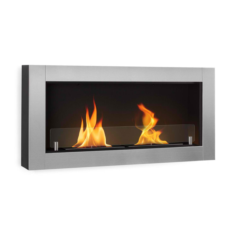 OneConcept 110cm W Silver Bio-Ethanol Fireplace Insert