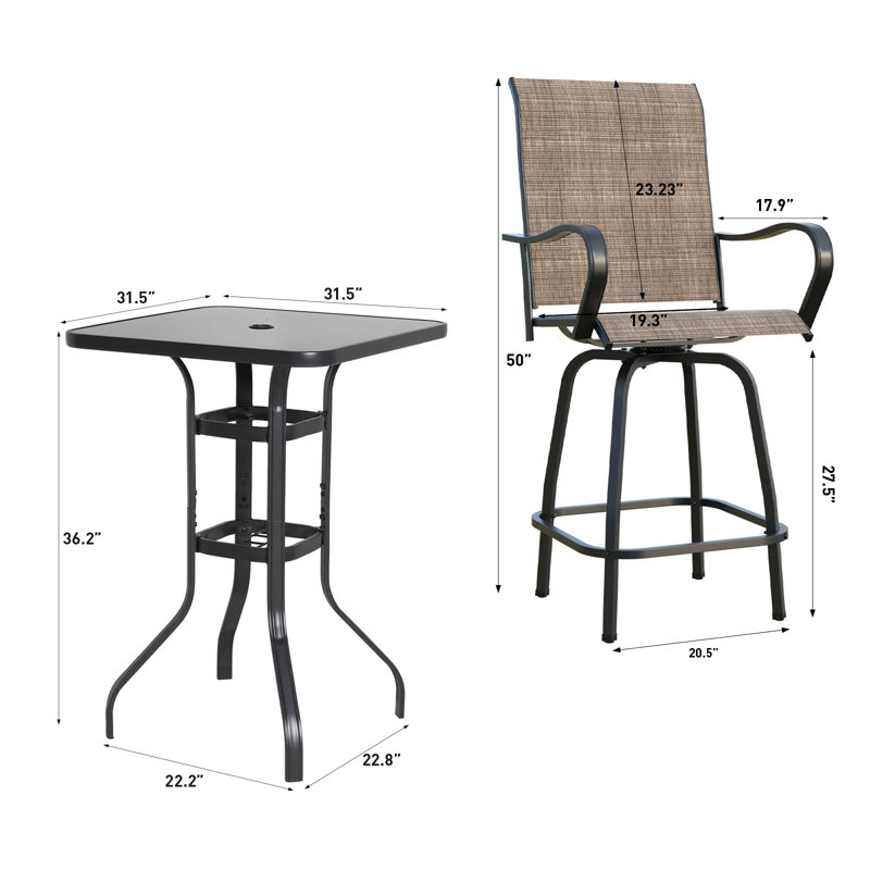 Metal Bar Set with Stools