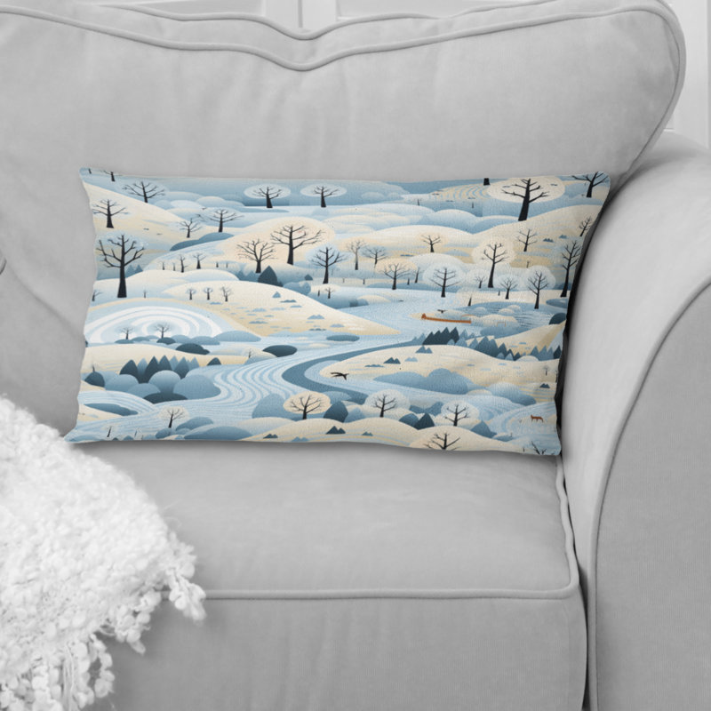 Scandinavian Winter Landscape - Coussin décoratif à imprimé floral