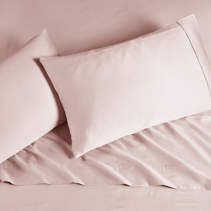 Blush Pink King Cotton Sateen Sheet Set