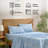 HLC.ME Leaves Printed Floral Bed Sheets - 3 Piece Patterned Bed Sheet Set - Wrinkle Resistant & Soft - Fits Mattresses Up To 15 Inches Deep (Twin, Blue)-121334228-121334230