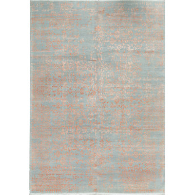 Hand-Knotted High-Quality Silver and Orange Area Rug