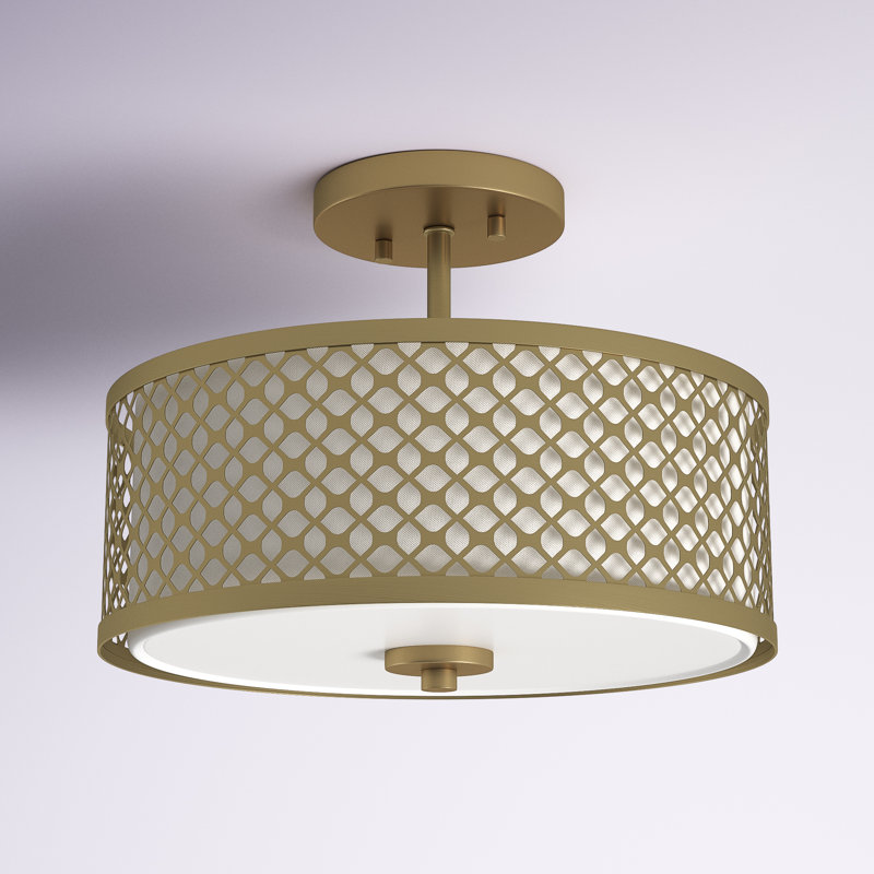 Breanna 2-Light Ceiling Light in Natural Brass, Natural Brass, Cream