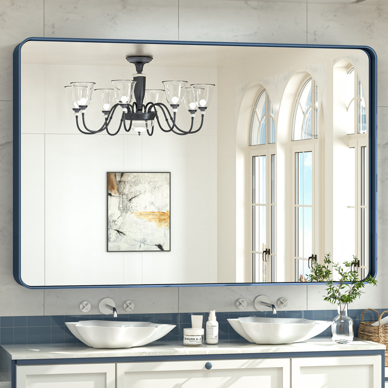 Miroir d'appoint Tyro, 60 po x 40 po, Bleu, Rectangulaire