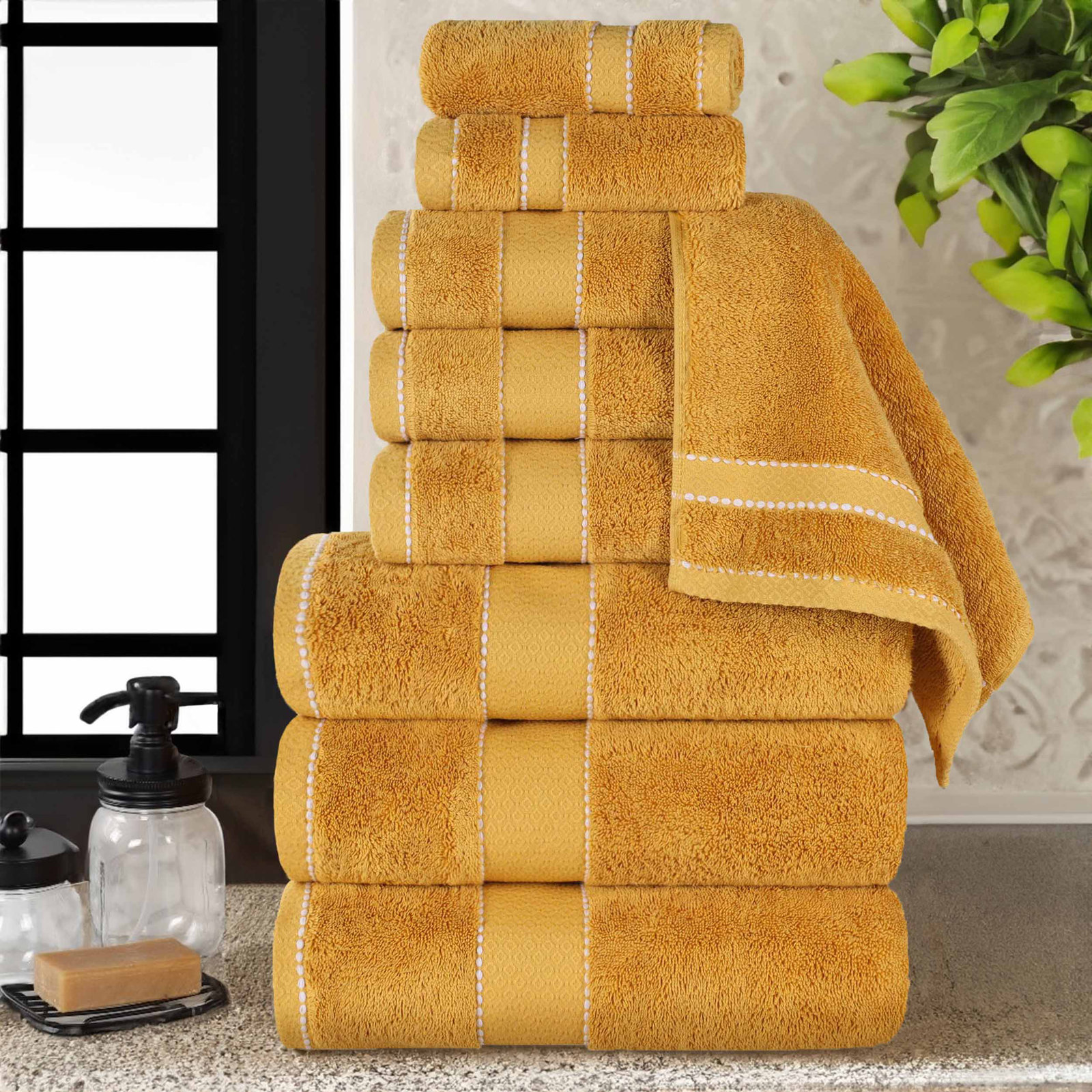 Niles 9-Piece Giza Cotton Towel Set, Gold