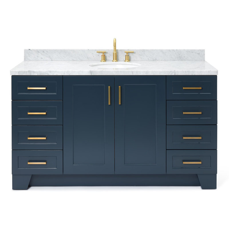ARIEL TAYLOR 61 IN RECTANGLE SINK VANITY, Midnight Blue, Oval